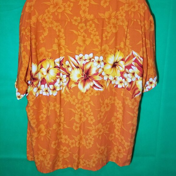 Kennington LTD Orange Hawaiian Button Up Shirt Mens Size XL Aloha Tropical - Picture 4 of 7